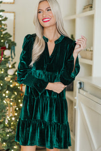 In Your Happy Place Emerald Velvet Dress