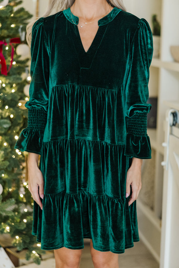 In Your Happy Place Emerald Velvet Dress