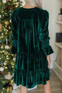 In Your Happy Place Emerald Velvet Dress