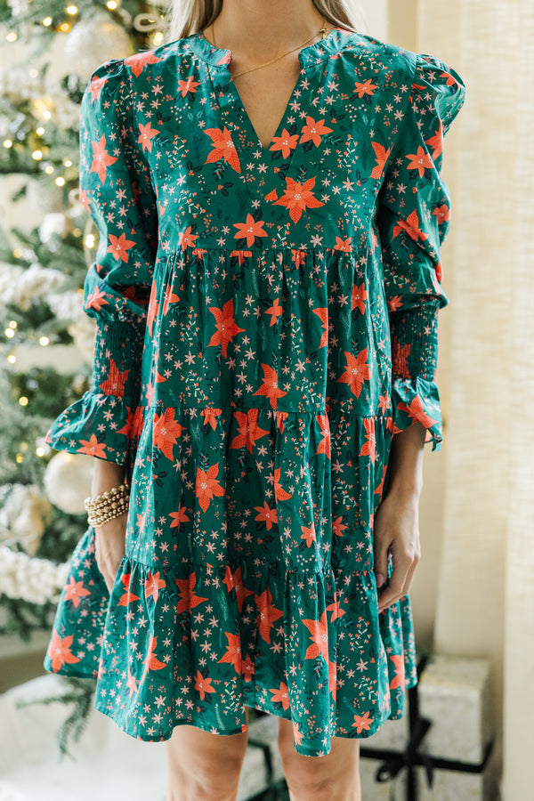 In Your Happy Place Emerald Floral Dress