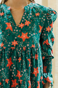 In Your Happy Place Emerald Floral Dress