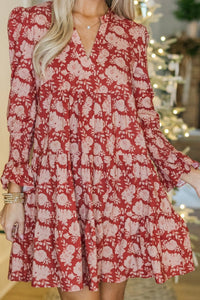 In Your Happy Place Red Floral Dress