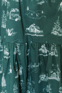 It's All Possible Green Toile Babydoll Dress