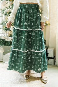 Show Me The Way Emerald Toile Midi Skirt