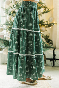 Show Me The Way Emerald Toile Midi Skirt