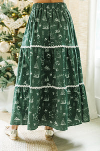 Show Me The Way Emerald Toile Midi Skirt