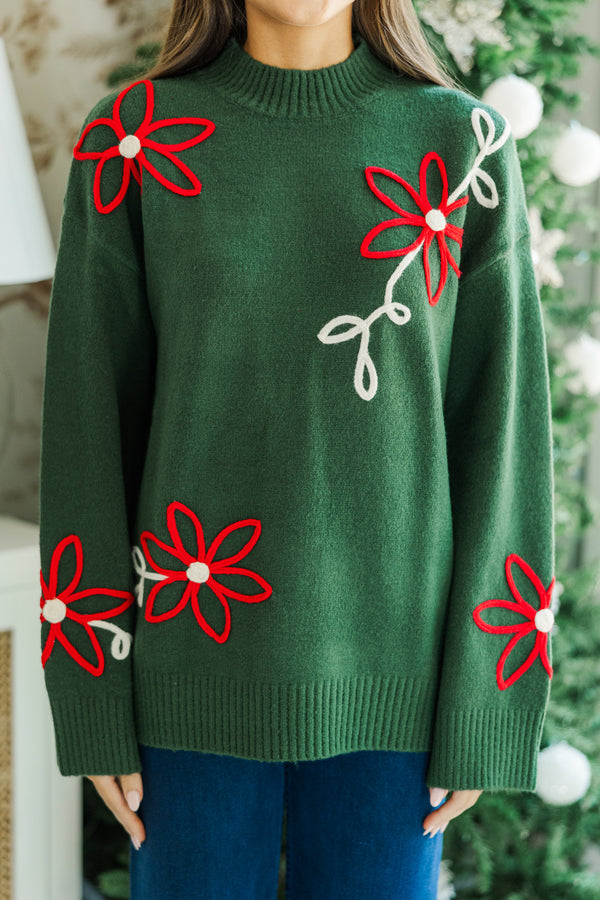 Keep You Close Emerald Floral Sweater