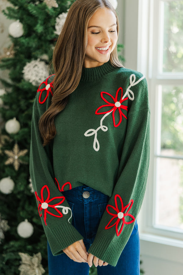 Keep You Close Emerald Floral Sweater