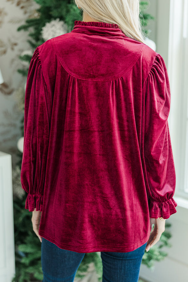 Look Into It Burgundy Red Velvet Blouse Shop the Mint