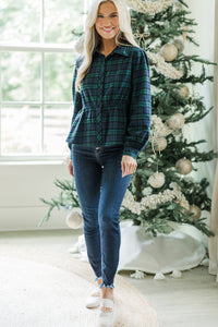 Make Your Own Choices Green Plaid Top