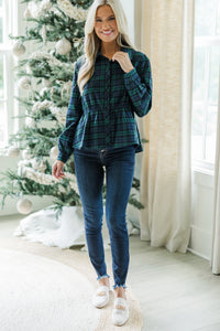 Make Your Own Choices Green Plaid Top