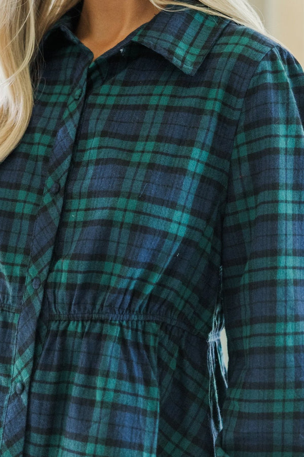 Make Your Own Choices Green Plaid Top