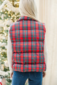 Oh So Merry Red Plaid Puffer Vest