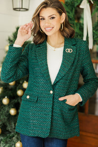 In Your Love Emerald Green Tweed Blazer