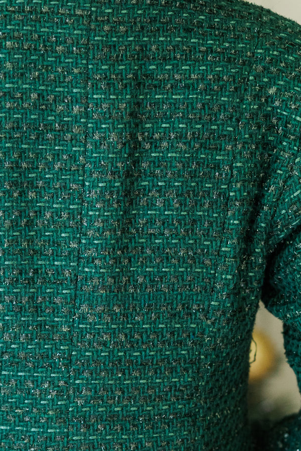 In Your Love Emerald Green Tweed Blazer