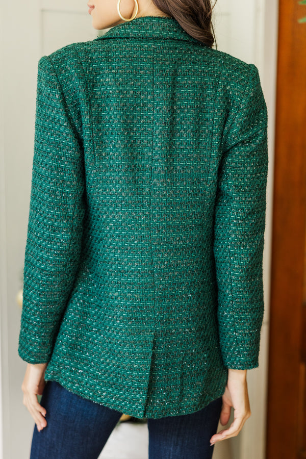 In Your Love Emerald Green Tweed Blazer