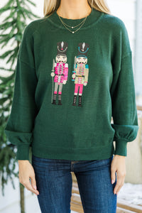 Nutcracker Fun Emerald Green Embroidered Sweater