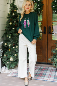 Nutcracker Fun Emerald Green Embroidered Sweater
