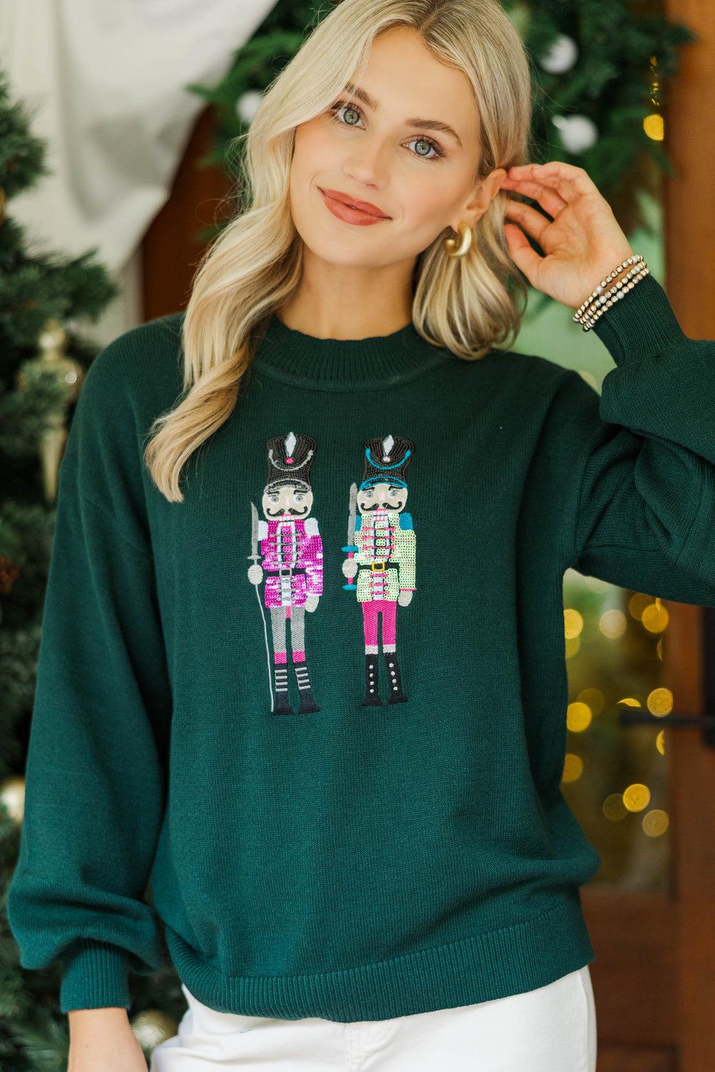 Nutcracker Fun Emerald Green Embroidered Sweater – Shop the Mint
