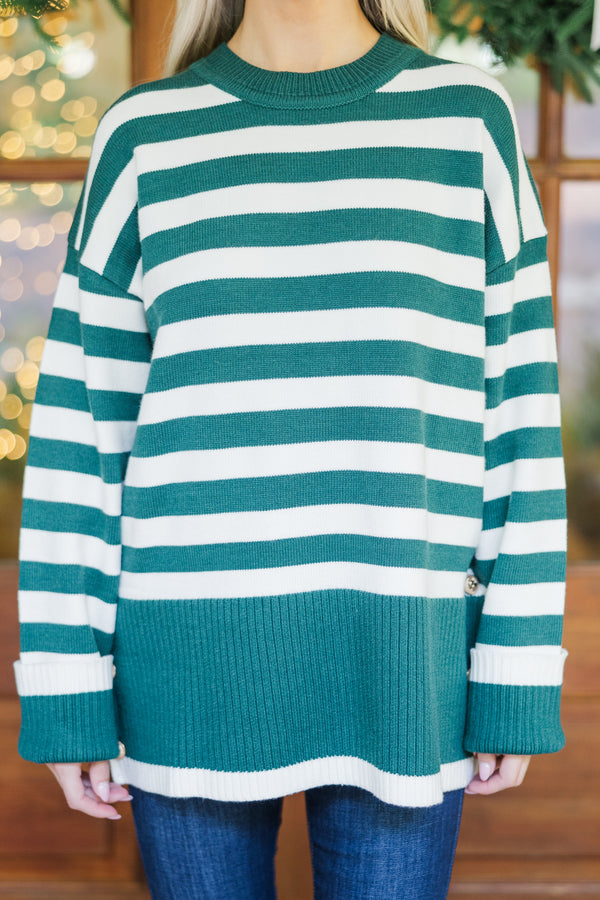 Just Stay With Me Emerald Green Striped Sweater