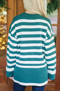 Just Stay With Me Emerald Green Striped Sweater