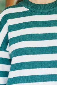 Just Stay With Me Emerald Green Striped Sweater