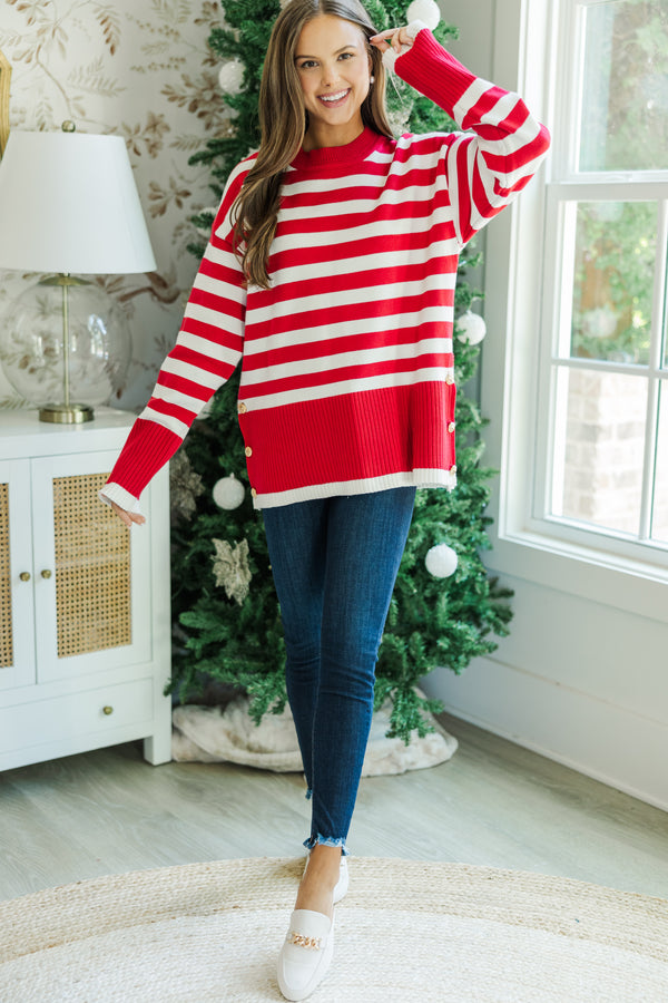 Just Stay With Me Red Striped Sweater