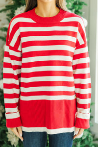 Just Stay With Me Red Striped Sweater