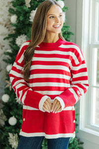 Just Stay With Me Red Striped Sweater