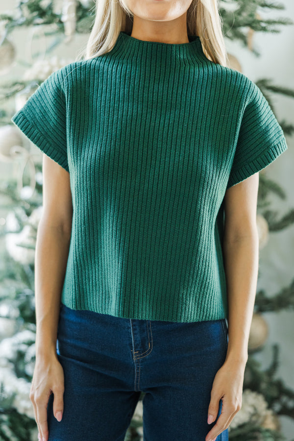 See You There Emerald Green Short Sleeve Sweater