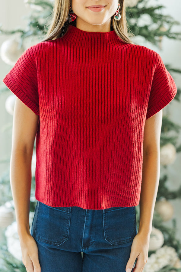 See You There Red Short Sleeve Sweater