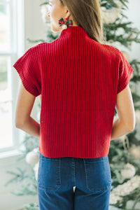 See You There Red Short Sleeve Sweater