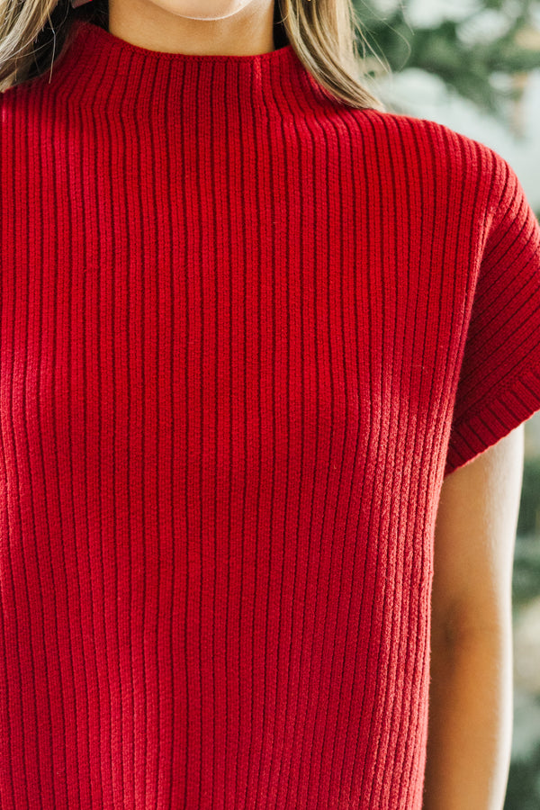 See You There Red Short Sleeve Sweater