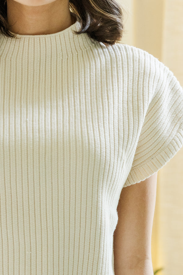 See You There Ivory Short Sleeve Sweater