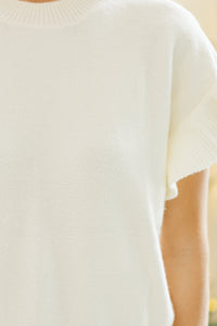 Take A Moment Cream White Ruffle Sleeve Knit Top