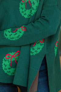 Quick Decisions Emerald Wreath Sweater