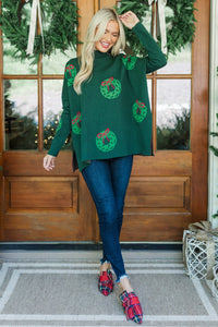 Quick Decisions Emerald Wreath Sweater