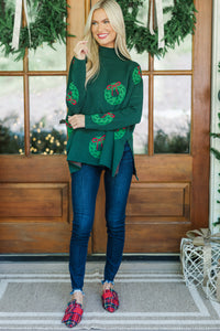 Quick Decisions Emerald Wreath Sweater