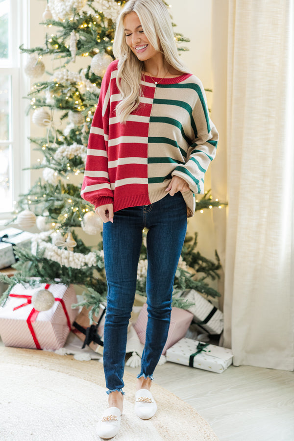 Ready For Anything Red/Green Striped Colorblock Sweater Shop the Mint Ready For Anything Red/Green Striped Colorblock Sweater Shop the Mint