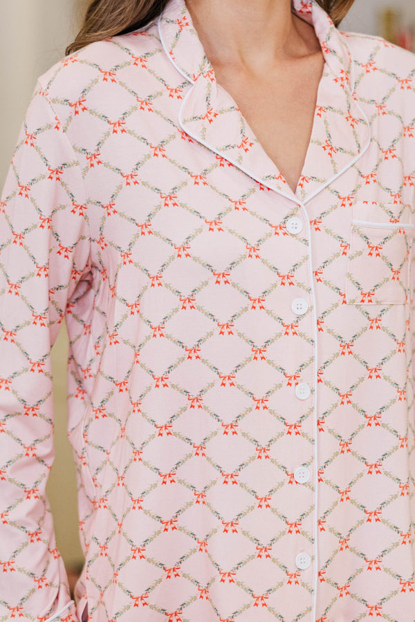 Dream Big Pink Bow Print L/S Bamboo Pajama Set