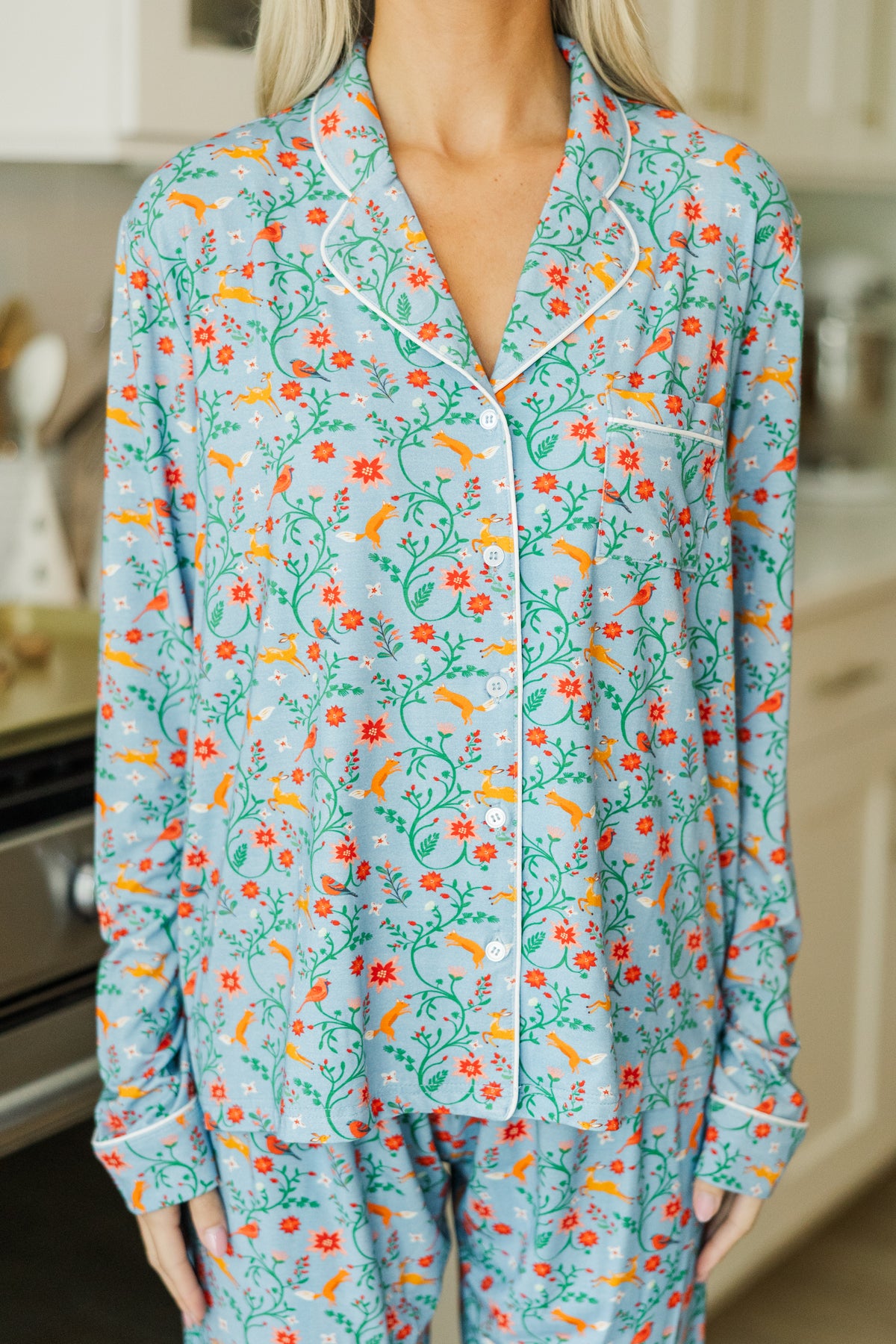 Butterfly Aqua Bamboo Pajama Set