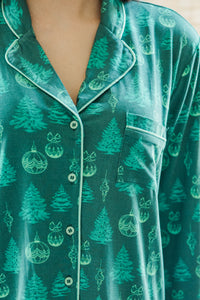 Dream Big Emerald Green Christmas Print L/S Bamboo Pajama Set