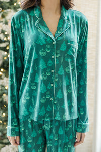 Dream Big Emerald Green Christmas Print L/S Bamboo Pajama Set