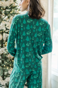 Dream Big Emerald Green Christmas Print L/S Bamboo Pajama Set