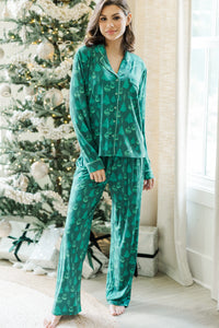 Dream Big Emerald Green Christmas Print L/S Bamboo Pajama Set