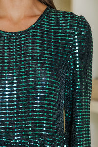 That Dazzling Glow Black & Emerald Babydoll Dress