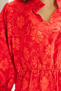 Through It All Red Floral Babydoll Dress