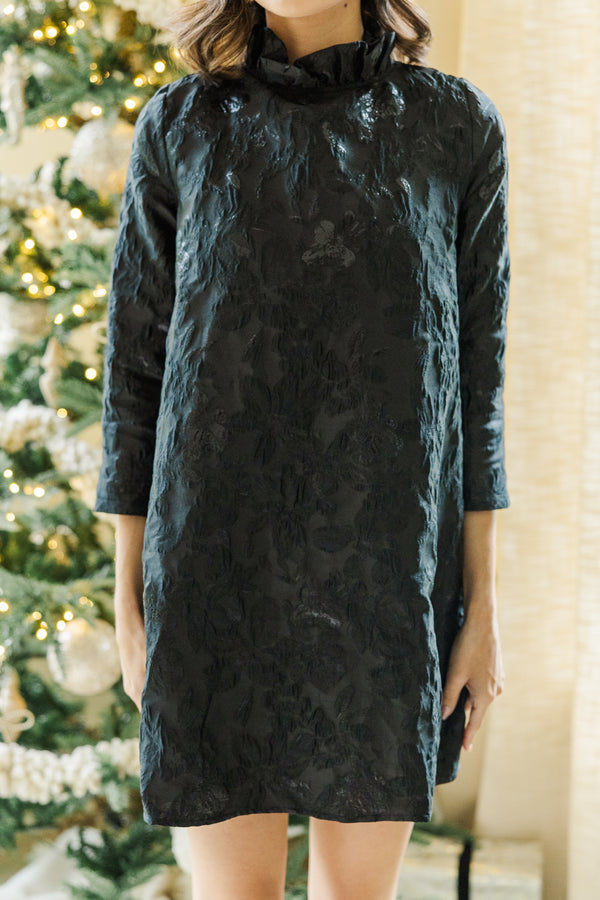 This Is It Black Brocade Swing Dress