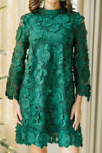 On This Day Emerald Green Lace Dress