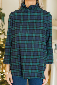 This Is It Emerald Green Plaid Blouse